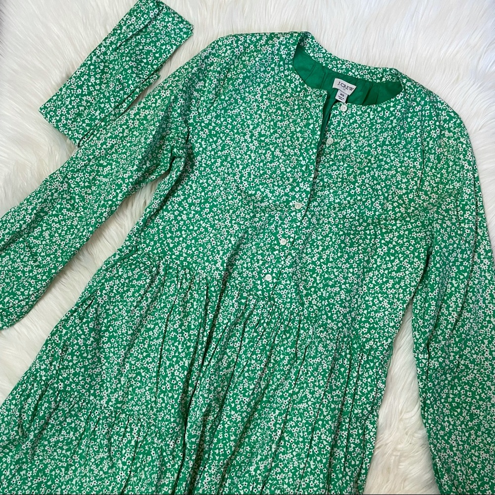 SOLD J Crew Factory Tie Waist Mini Dress Green Floral